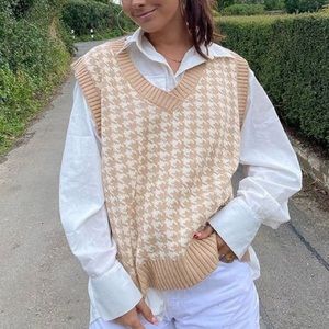 Sweater Vest Women Knitted V Neck Oversized Sweaters